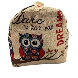 Unbranded BOHO Lightweight Owl Patterned Beige Backpack Purse